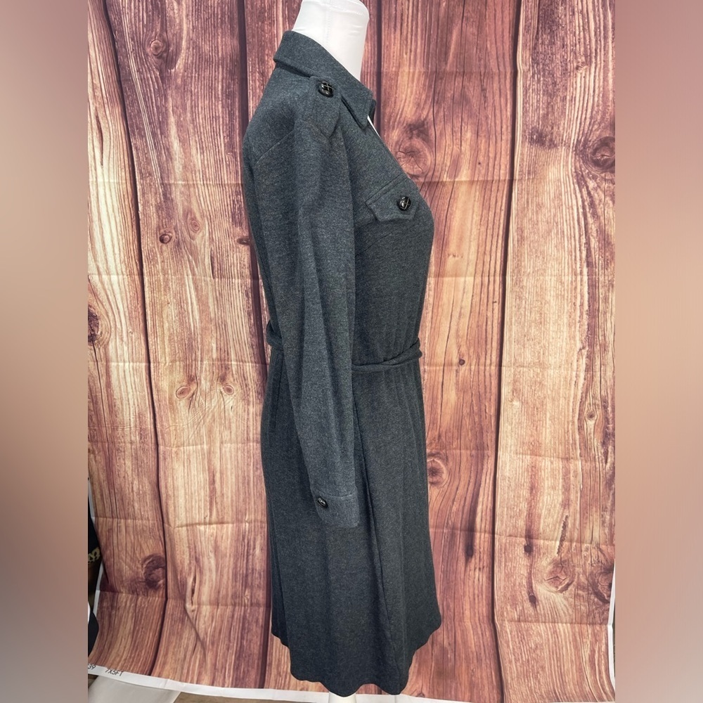 Ann Taylor LOFT military style dark gray faux wrap dress women’s size 0 - Picture 4 of 16